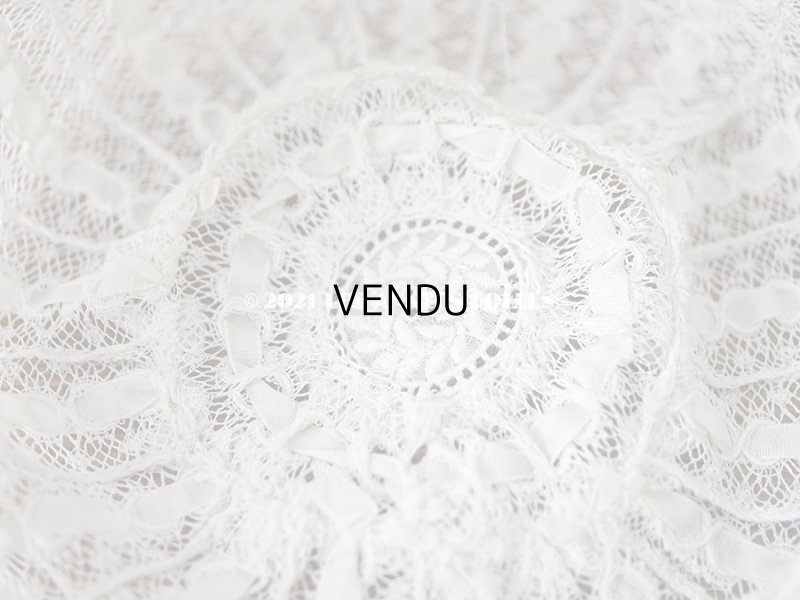 画像13: アンティーク ベビー用 小さなボネ オフホワイトのシルクリボン&レース