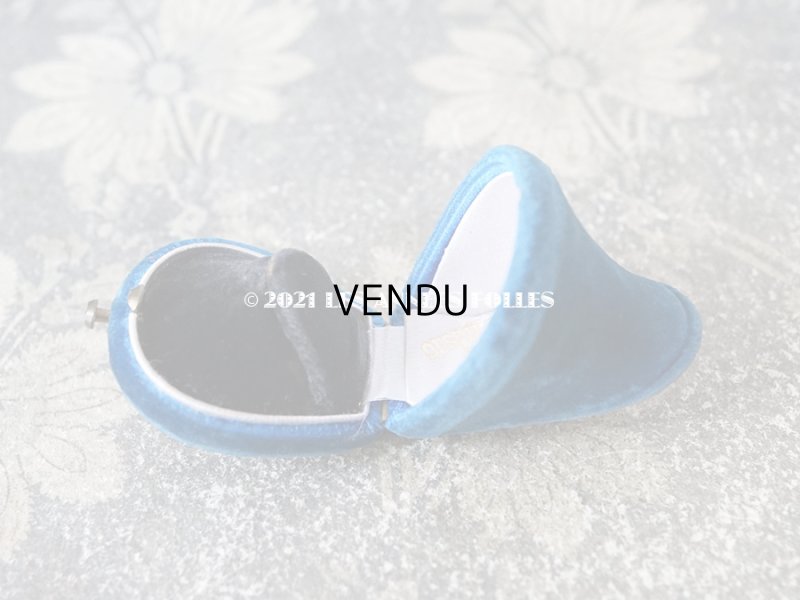 画像6: 19世紀 アンティーク リングボックス ブルーのベルベット ジュエリーボックス 