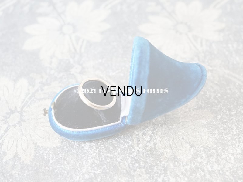 画像5: 19世紀 アンティーク リングボックス ブルーのベルベット ジュエリーボックス 