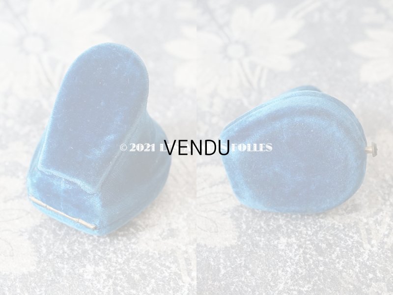 画像3: 19世紀 アンティーク リングボックス ブルーのベルベット ジュエリーボックス 