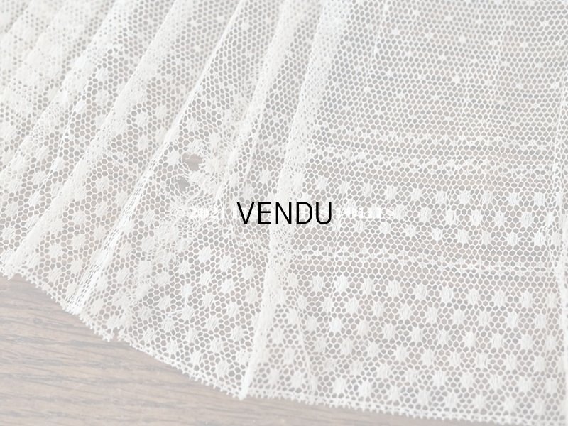 画像5: アンティーク 幅広 レースのプリーツリボン ドット柄 アイボリー  14.5cm幅  215cm