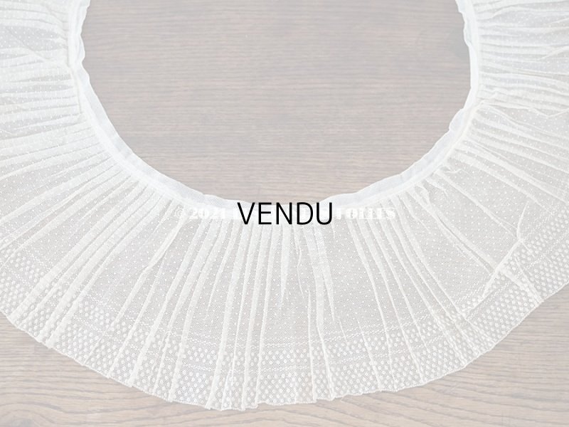 画像7: アンティーク 幅広 レースのプリーツリボン ドット柄 アイボリー  14.5cm幅  215cm