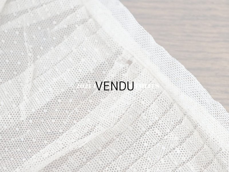 画像6: アンティーク 幅広 レースのプリーツリボン ドット柄 アイボリー  14.5cm幅  215cm