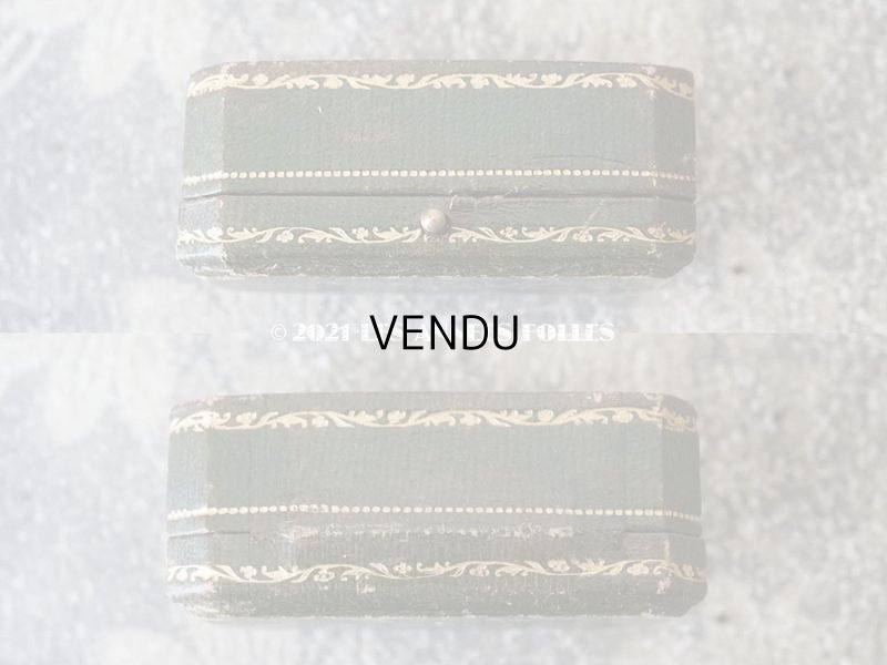 画像4: 1900年代 アンティーク ジュエリーボックス 金彩入り イニシャル入り グリーン