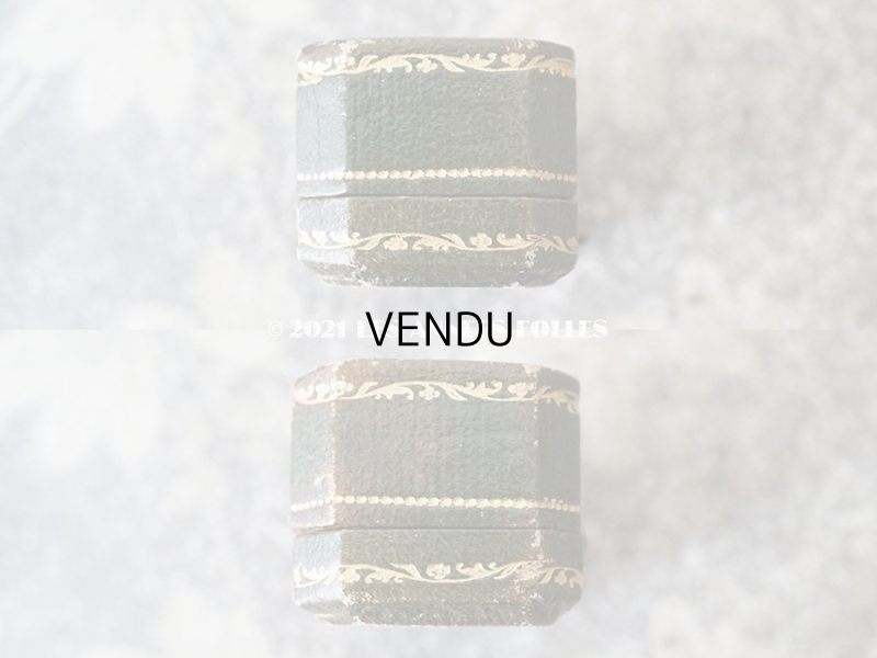 画像5: 1900年代 アンティーク ジュエリーボックス 金彩入り イニシャル入り グリーン