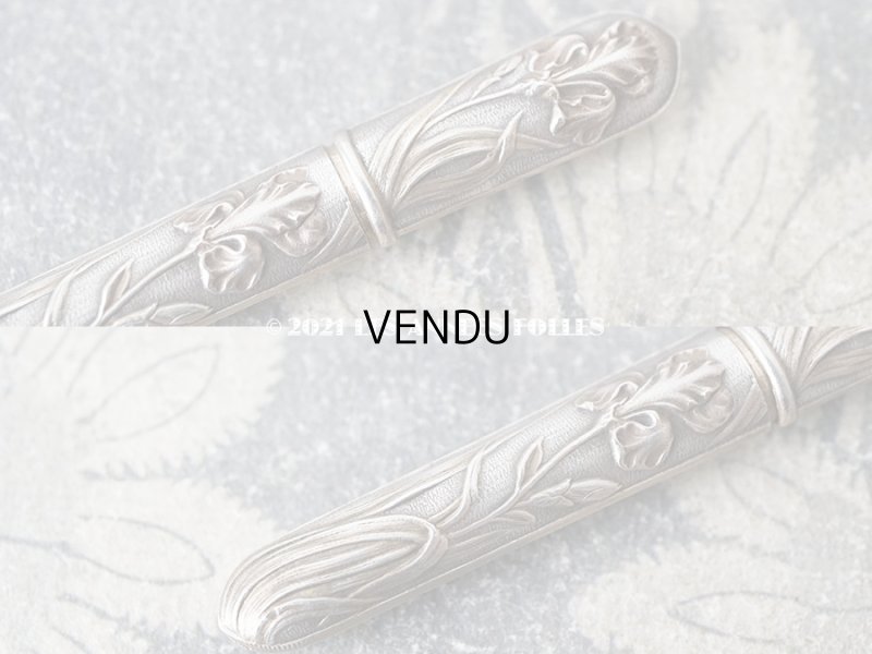 画像13: 1900年代 アンティーク シルバー製 アイリスの花 ソーイングセット 裁縫道具