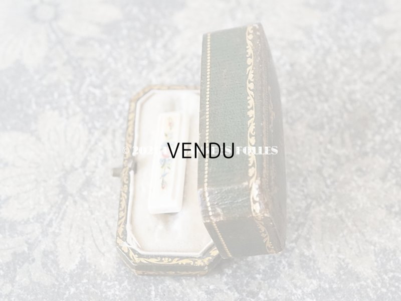 画像10: 1900年代 アンティーク ジュエリーボックス 金彩入り イニシャル入り グリーン