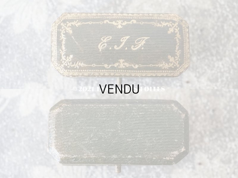 画像3: 1900年代 アンティーク ジュエリーボックス 金彩入り イニシャル入り グリーン