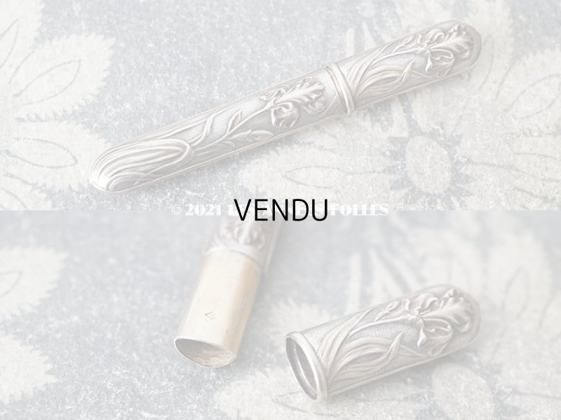 画像14: 1900年代 アンティーク シルバー製 アイリスの花 ソーイングセット 裁縫道具