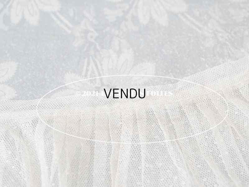 画像4: アンティーク 幅広 レースのプリーツリボン ドット柄 アイボリー  14.5cm幅  230cm