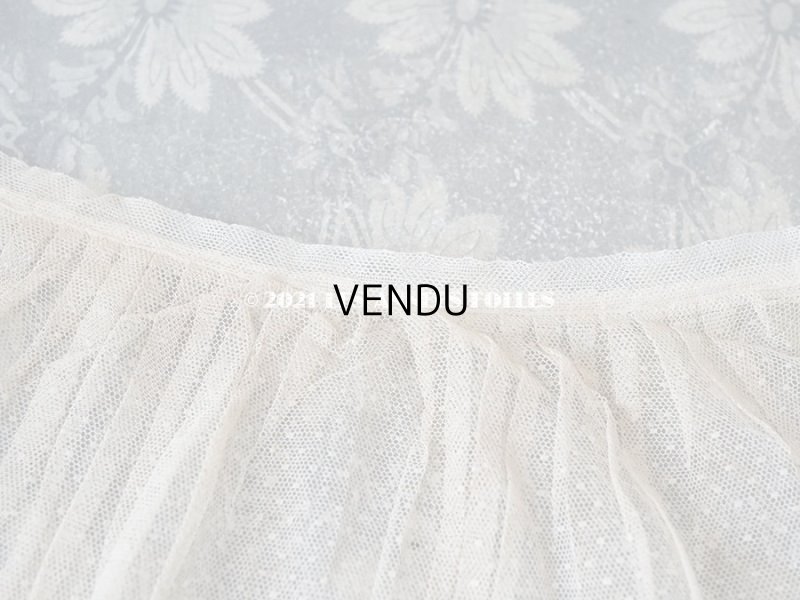 画像3: アンティーク 幅広 レースのプリーツリボン ドット柄 アイボリー  14.5cm幅  230cm