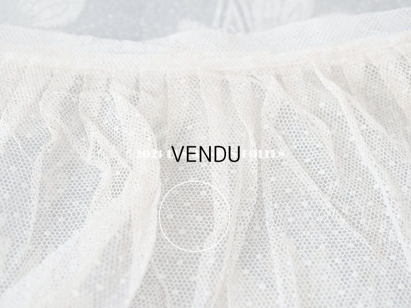 画像5: アンティーク 幅広 レースのプリーツリボン ドット柄 アイボリー  14.5cm幅  230cm