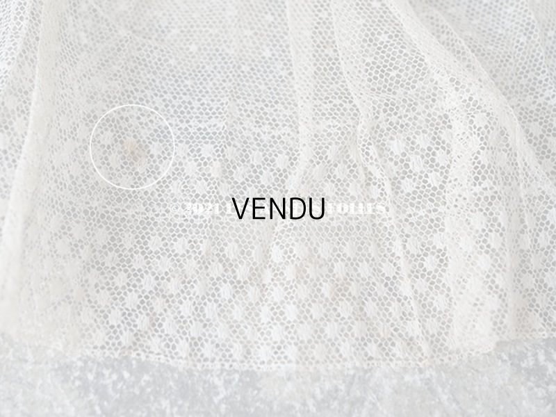 画像7: アンティーク 幅広 レースのプリーツリボン ドット柄 アイボリー  14.5cm幅  230cm