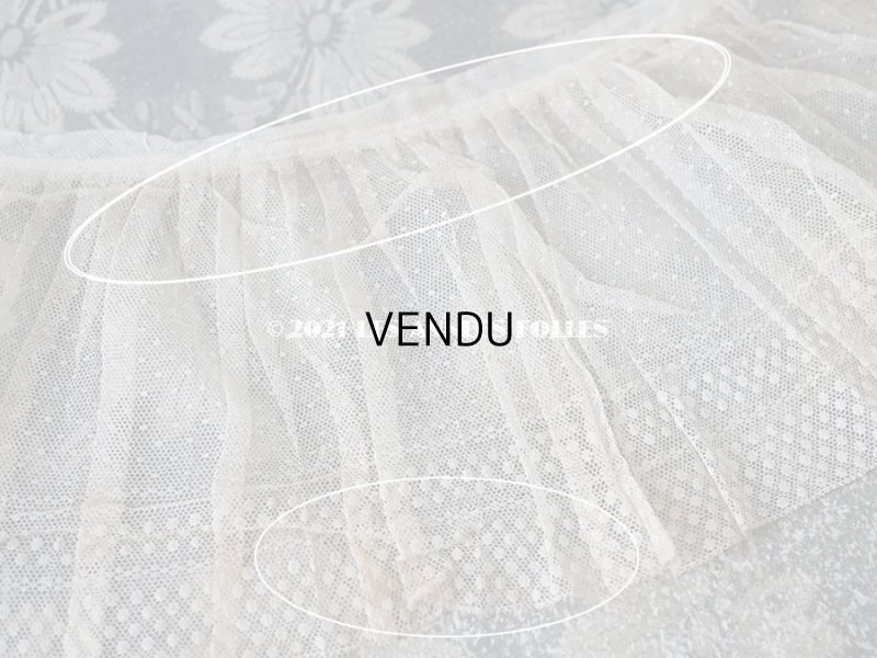 画像8: アンティーク 幅広 レースのプリーツリボン ドット柄 アイボリー  14.5cm幅  230cm