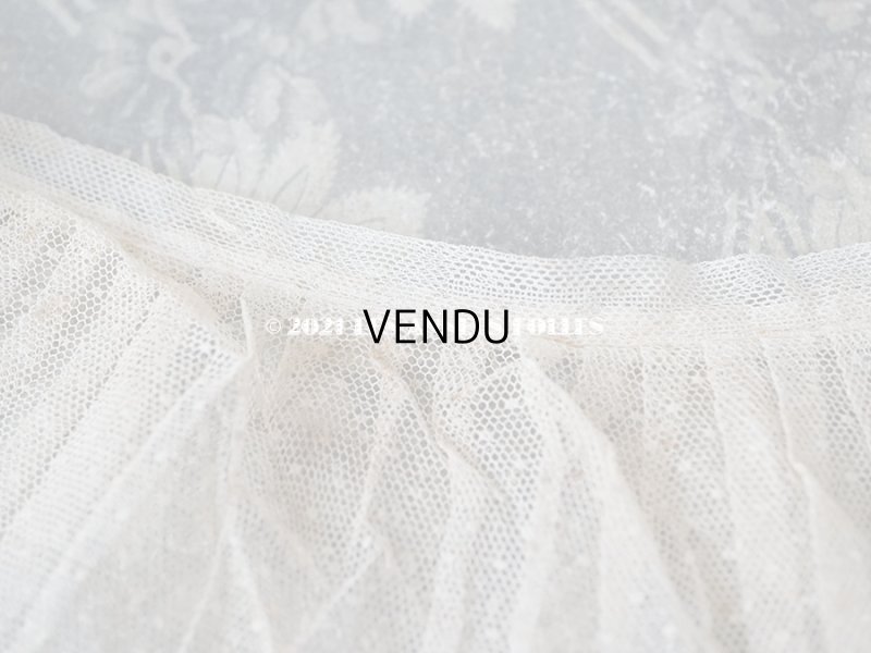 画像9: アンティーク 幅広 レースのプリーツリボン ドット柄 アイボリー  14.5cm幅  230cm