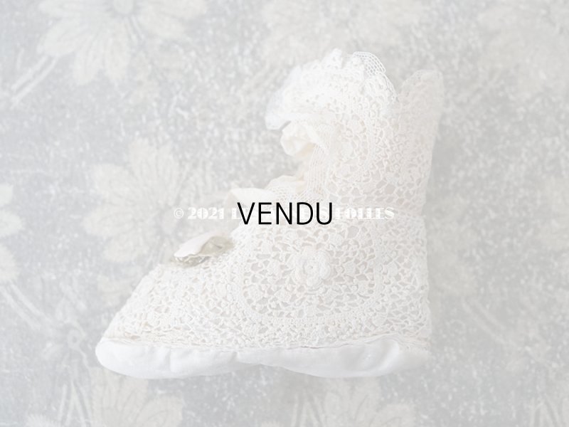 画像14: 1920年代 アンティーク 　ロココモチーフ付き クロシェレース ベビーシューズ  