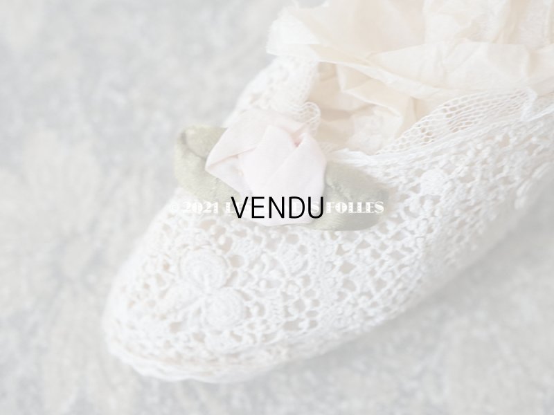 画像10: 1920年代 アンティーク 　ロココモチーフ付き クロシェレース ベビーシューズ  