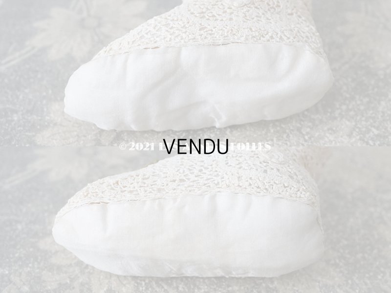 画像17: 1920年代 アンティーク 　ロココモチーフ付き クロシェレース ベビーシューズ  