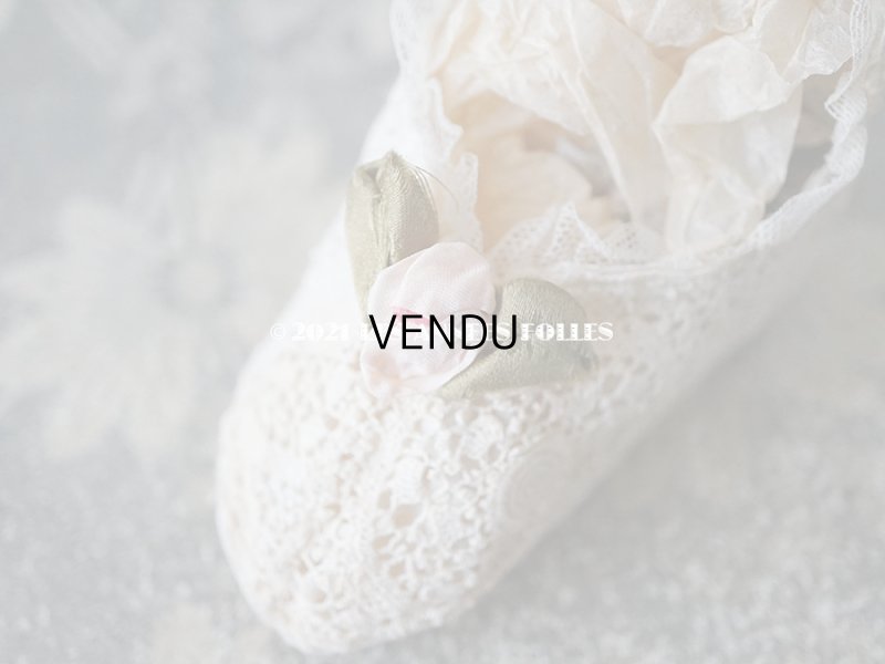 画像4: 1920年代 アンティーク 　ロココモチーフ付き クロシェレース ベビーシューズ  