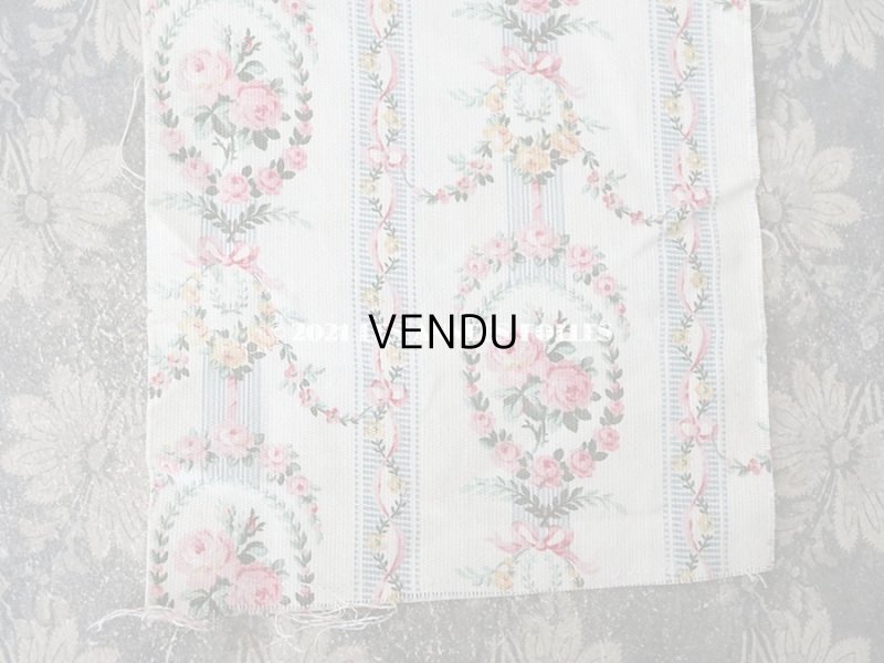 画像4: アンティーク コットン製ファブリック  薔薇のリース　＆　ガーランド クリーム色