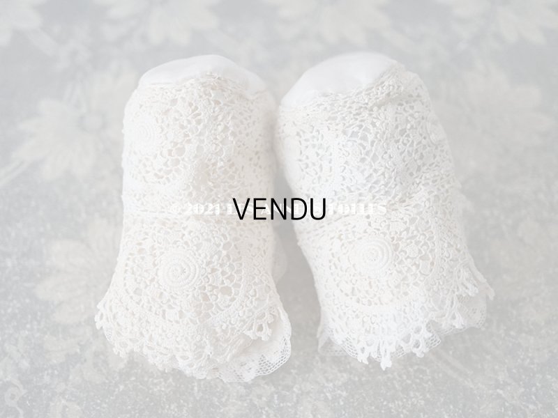 画像16: 1920年代 アンティーク 　ロココモチーフ付き クロシェレース ベビーシューズ  