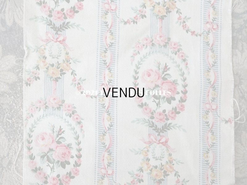画像3: アンティーク コットン製ファブリック  薔薇のリース　＆　ガーランド クリーム色