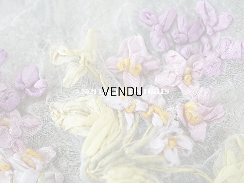 画像6: アンティーク リボン刺繍 & レース　シルクシフォンのストール　25×190cm