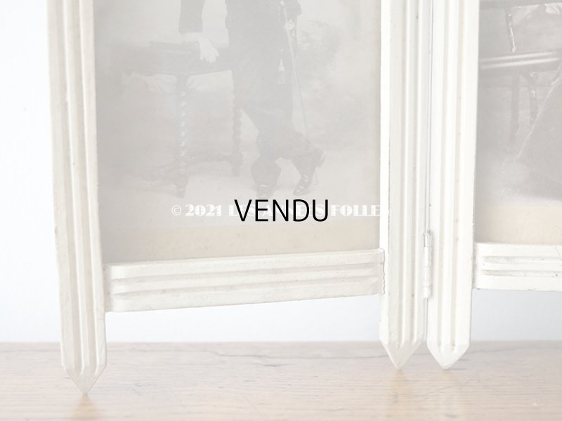 画像4: 1900年代 アンティーク 　リボンモチーフのフォトフレーム ダブル　折りたたみ式