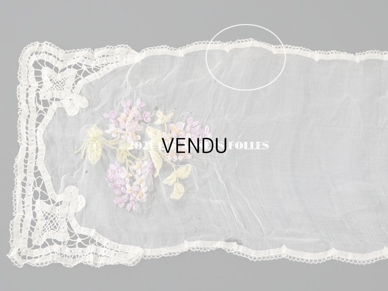 画像8: アンティーク リボン刺繍 & レース　シルクシフォンのストール　25×190cm