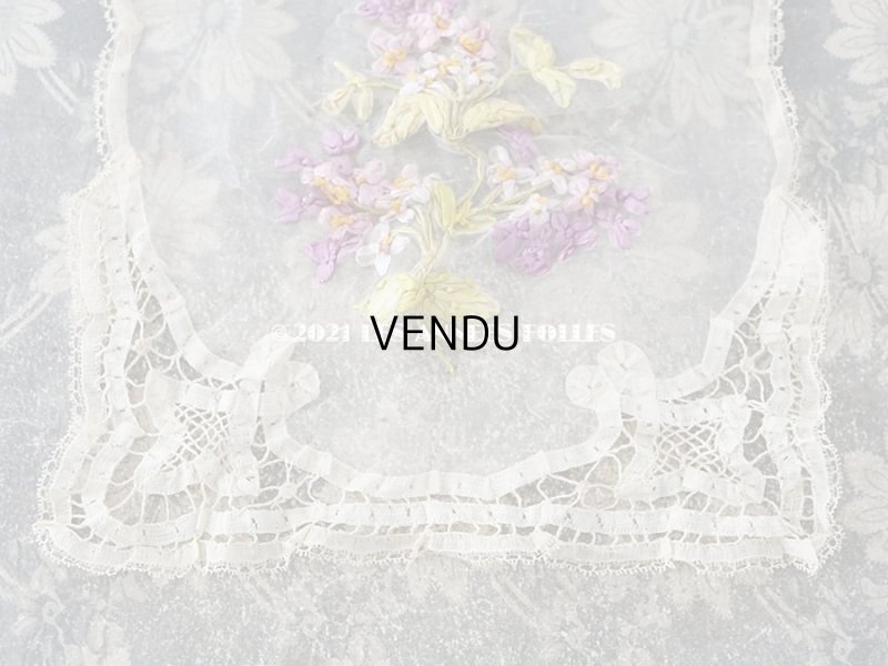 画像7: アンティーク リボン刺繍 & レース　シルクシフォンのストール　25×190cm