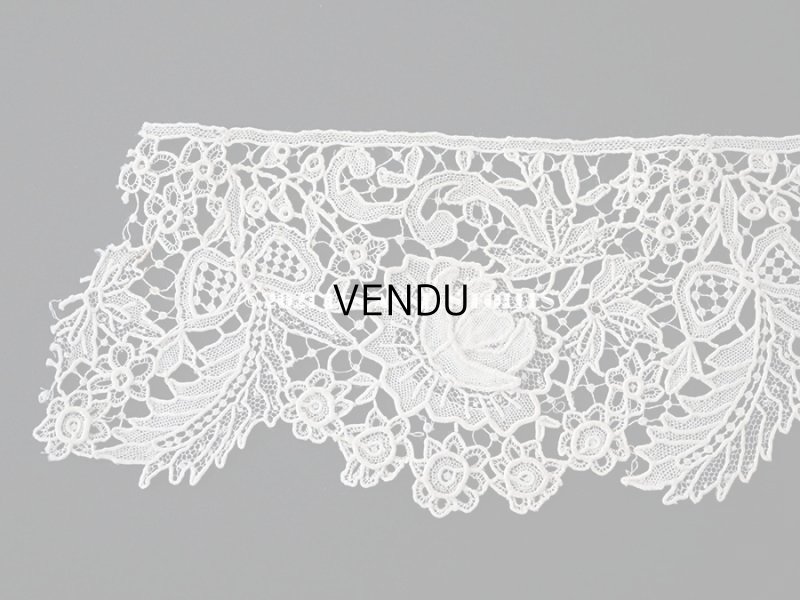 画像3: 19世紀末 アンティーク ニードルレース　薔薇　＆　リボン　立体的な花びら 49cm 7.5cm幅