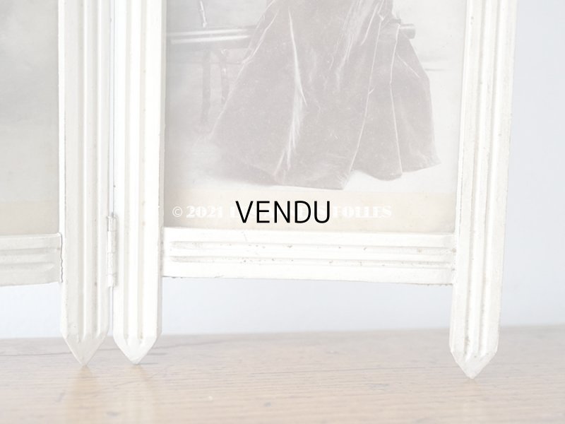 画像8: 1900年代 アンティーク 　リボンモチーフのフォトフレーム ダブル　折りたたみ式