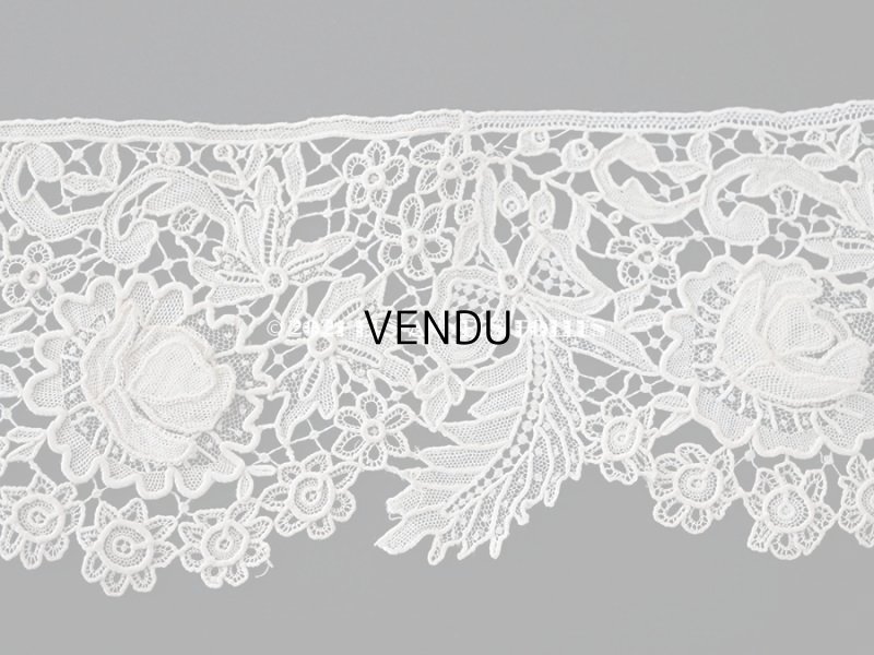 画像5: 19世紀末 アンティーク ニードルレース　薔薇　＆　リボン　立体的な花びら 49cm 7.5cm幅