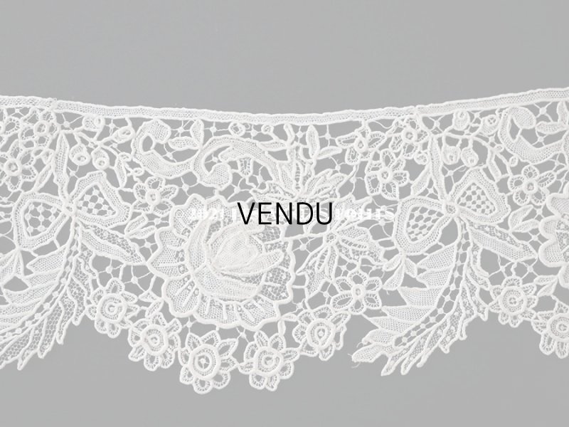 画像4: 19世紀末 アンティーク ニードルレース　薔薇　＆　リボン　立体的な花びら 49cm 7.5cm幅