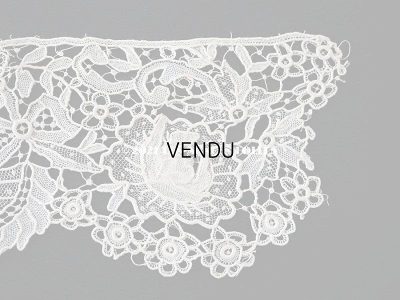 画像7: 19世紀末 アンティーク ニードルレース　薔薇　＆　リボン　立体的な花びら 49cm 7.5cm幅