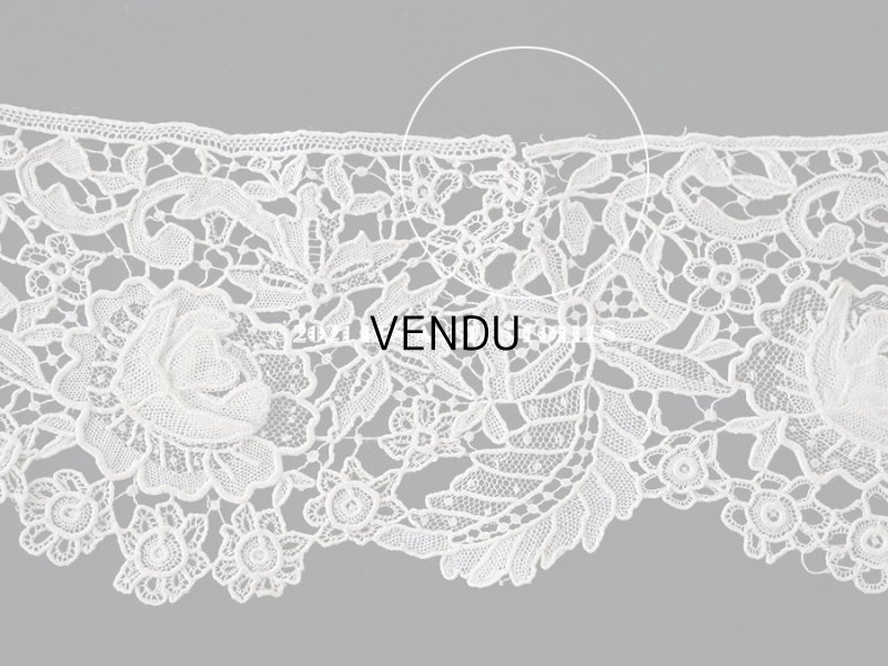 画像6: 19世紀末 アンティーク ニードルレース　薔薇　＆　リボン　立体的な花びら 49cm 7.5cm幅