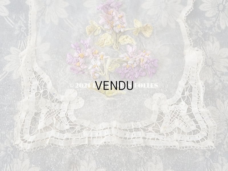 画像4: アンティーク リボン刺繍 & レース　シルクシフォンのストール　25×190cm