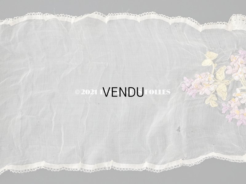 画像12: アンティーク リボン刺繍 & レース　シルクシフォンのストール　25×190cm