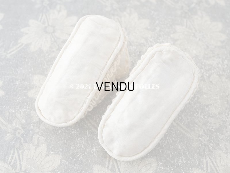 画像13: 1920年代 アンティーク 　水色のロココモチーフ付き ベビーシューズ  コード刺繍