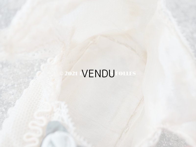 画像14: 1920年代 アンティーク 　水色のロココモチーフ付き ベビーシューズ  コード刺繍