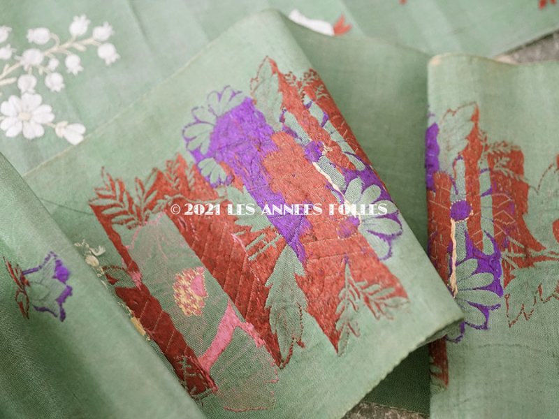 画像5: 19世紀 アンティーク シルク製  花束の刺繍入り 幅広リボン 鈴蘭 190cm