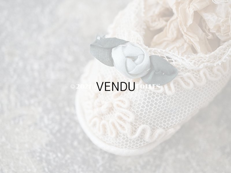 画像4: 1920年代 アンティーク 　水色のロココモチーフ付き ベビーシューズ  コード刺繍