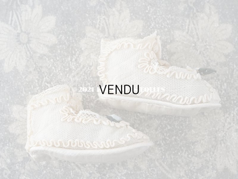 画像11: 1920年代 アンティーク 　水色のロココモチーフ付き ベビーシューズ  コード刺繍