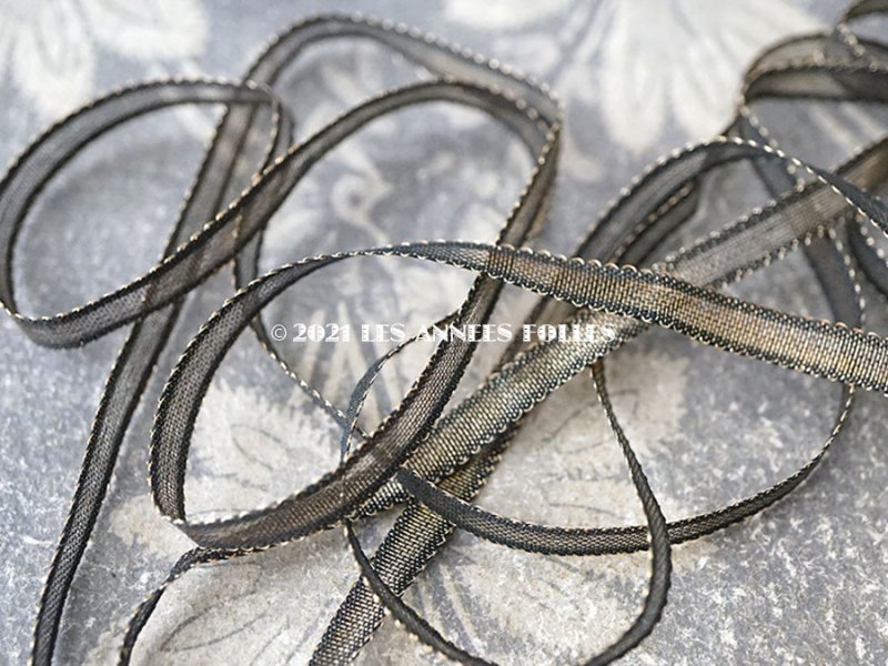 画像2: 1900年代 アンティーク  ゴールドのメタル糸のリボン 極細　5.5mm幅 