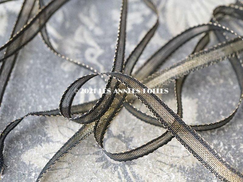画像3: 1900年代 アンティーク  ゴールドのメタル糸のリボン 極細　5.5mm幅 