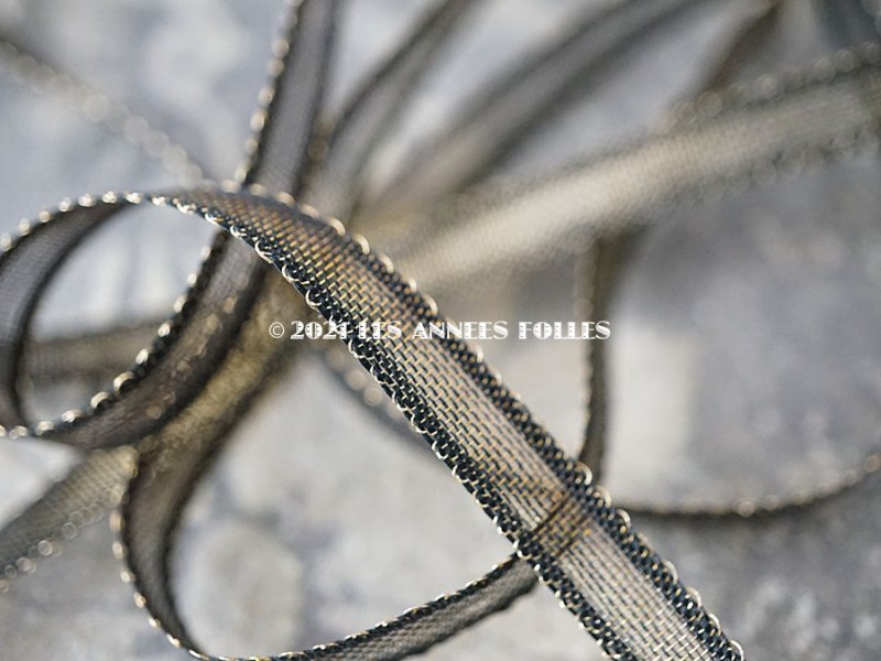 画像4: 1900年代 アンティーク  ゴールドのメタル糸のリボン 極細　5.5mm幅 