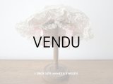 1900年代 アンティーク ドールハット レース ＆ ピンクのシルクシフォン ＆ 薔薇の布花付き