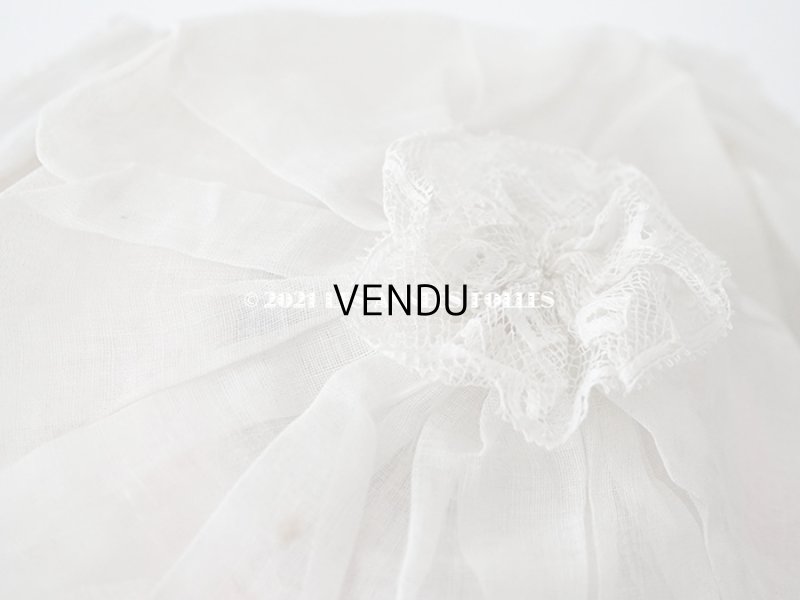 画像15: 1900年代 アンティーク ドールハット レース & ピンクのシルクシフォン & 薔薇の布花付き