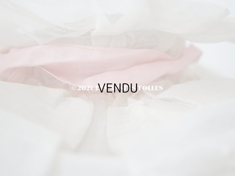 画像19: 1900年代 アンティーク ドールハット レース & ピンクのシルクシフォン & 薔薇の布花付き