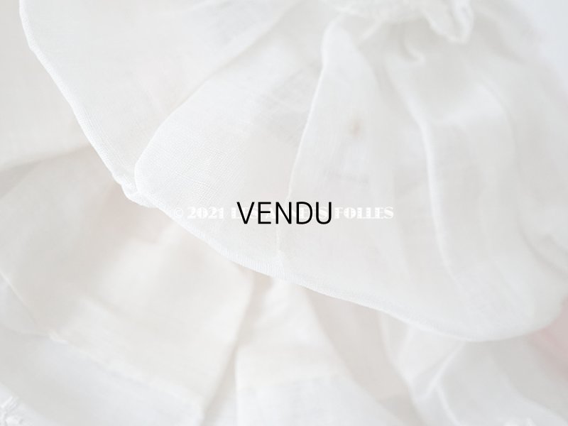 画像17: 1900年代 アンティーク ドールハット レース & ピンクのシルクシフォン & 薔薇の布花付き